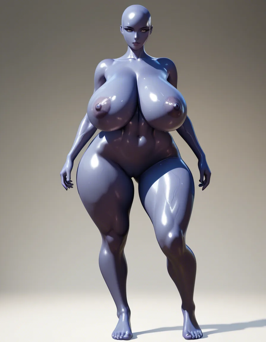3D photorealistic render of a beautiful naked woman, full body view, voluptuous curvy body with huge breasts and huge buttocks, smooth skin, dramatic lighting, studio quality, hyper-detailed anatomy, subsurface scattering skin shader, professional 3D render quality, cinematic composition", hentai_studio_quality