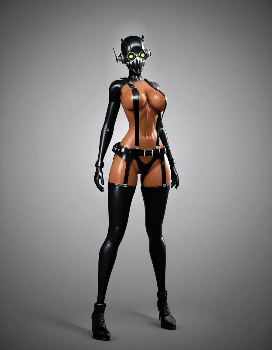 premium 3D, sharp, solo female, dark-skinned male, belt, creampie, full body, digital sculpture, suspender belt, stockings, score_9, score_8, 3d render, octane render, subsurface scattering, ray tracing, smooth shading