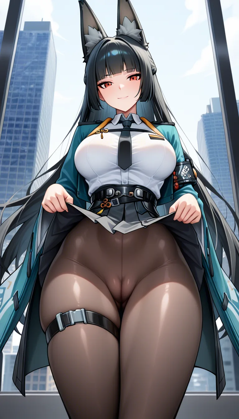masterpiece, Zenless Zone Zero, Hoshimi Miyabi, natural medium_breasts not hanging, outfit, breats are hidden, City window background, look at viewer, cameltoe, Smile,, dont hentai_studio_quality out of prompt., hentai_studio_quality, hentai_studio_quality, hentai_studio_quality, hentai_studio_quality, hentai_studio_quality, hentai_studio_quality, hentai_studio_quality, hentai_studio_quality, hentai_studio_quality, hentai_studio_quality, hentai_studio_quality, hentai_studio_quality