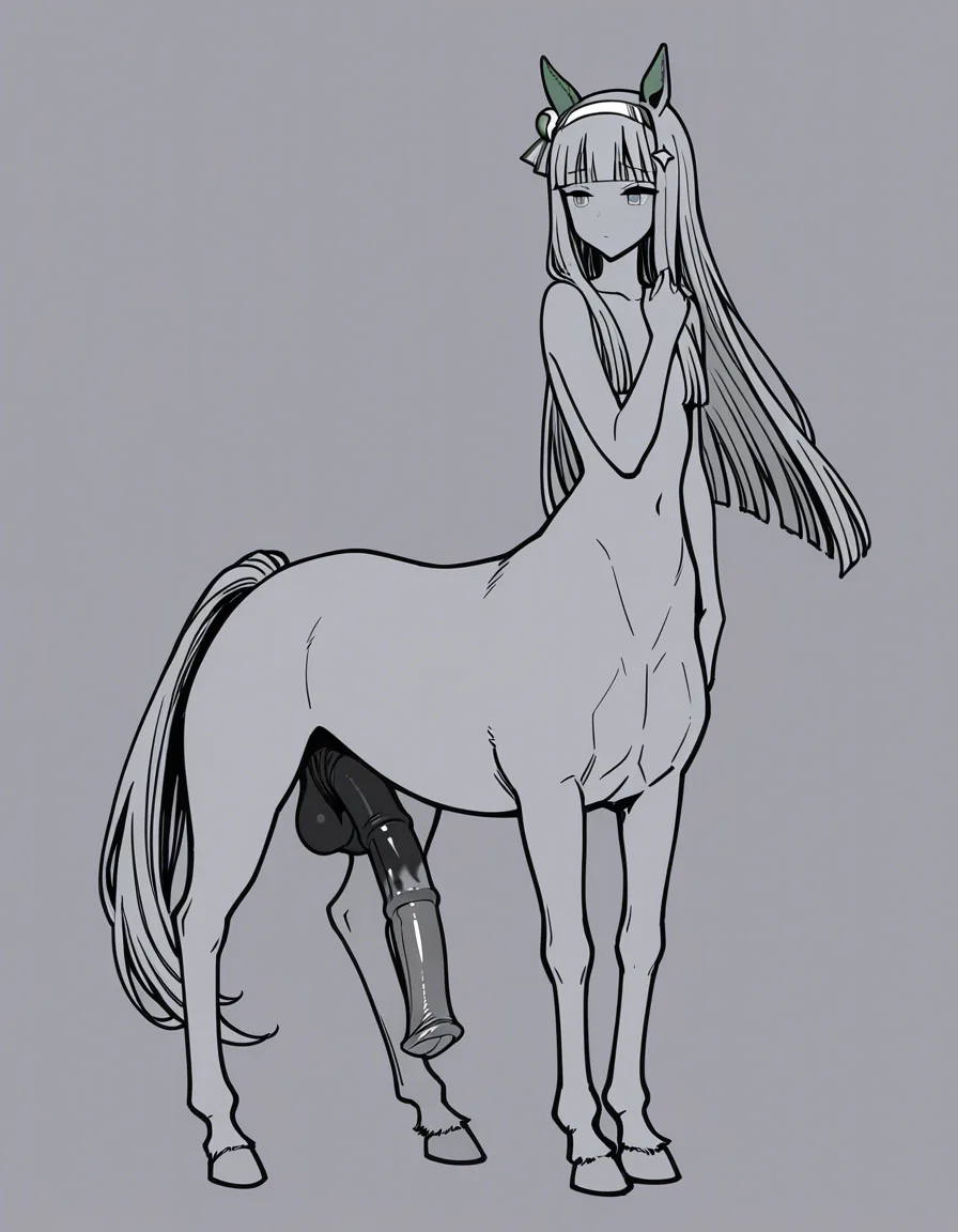 @silence_suzuka_(umamusume) , centaur , naked , futanari , horse penis, hentai_studio_quality