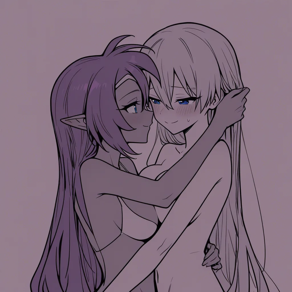 @shantae , @uzaki_hana , yuri, hug, /best_quality, 2d,, hentai_studio_quality