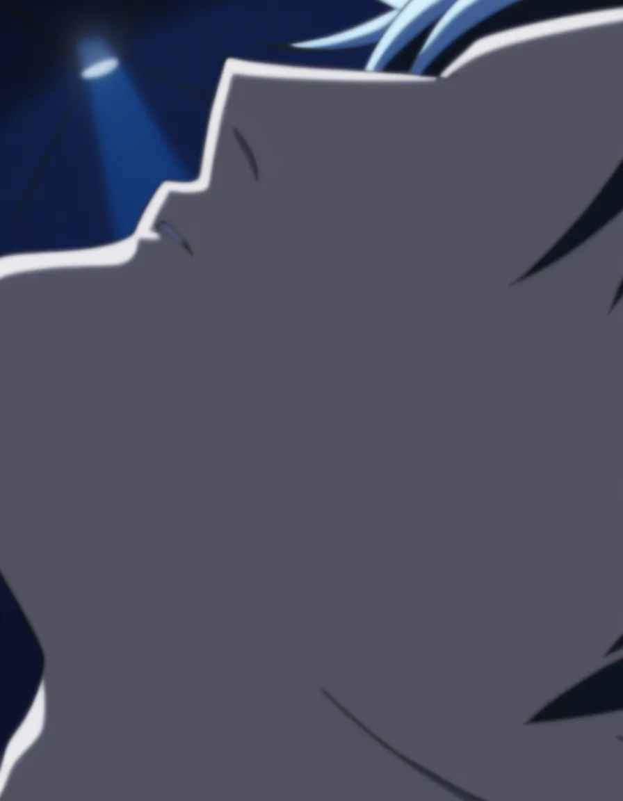 ultra detailed, crisp, 1other, arms up, two-tone hair, office wear, facesitting, depth of field, close-up, spotlight, studio anime look, (anime style:1.3), 2d, anime screencap, cel shading, flat color