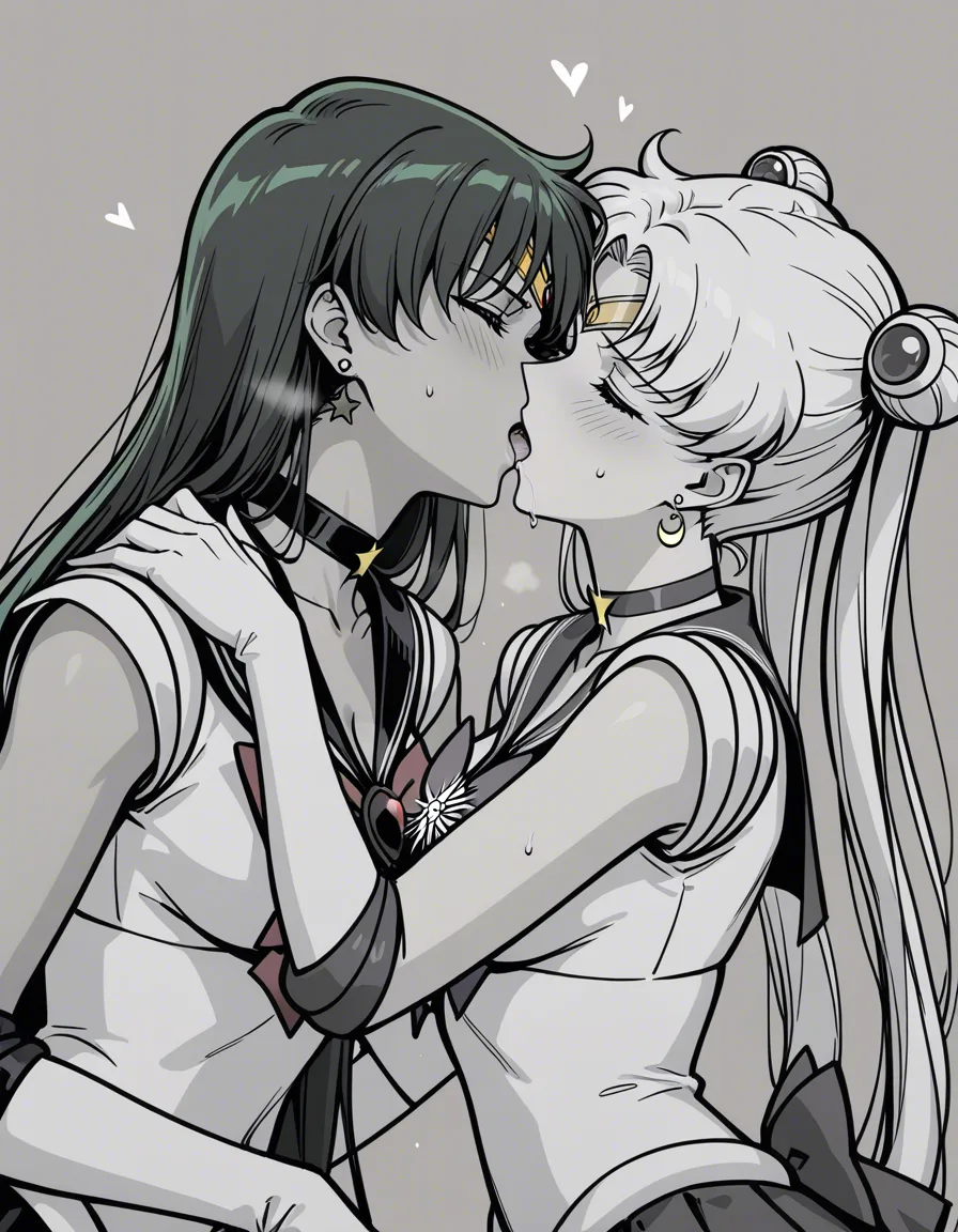 sailor_moon , sailor pluto , yuri , french_kiss , groping , hentai_studio_quality,, hentai_studio_quality, hentai_studio_quality