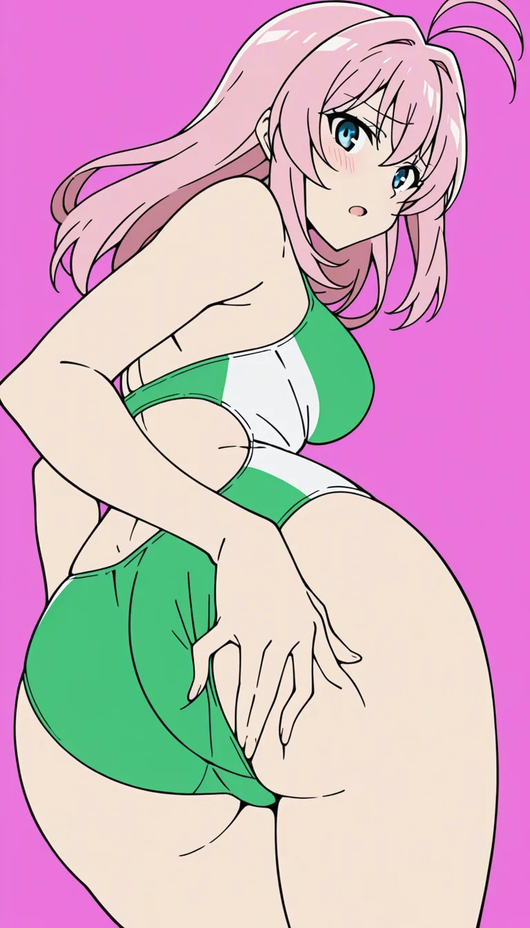 Pink and green haired girl gets fucked in her butt