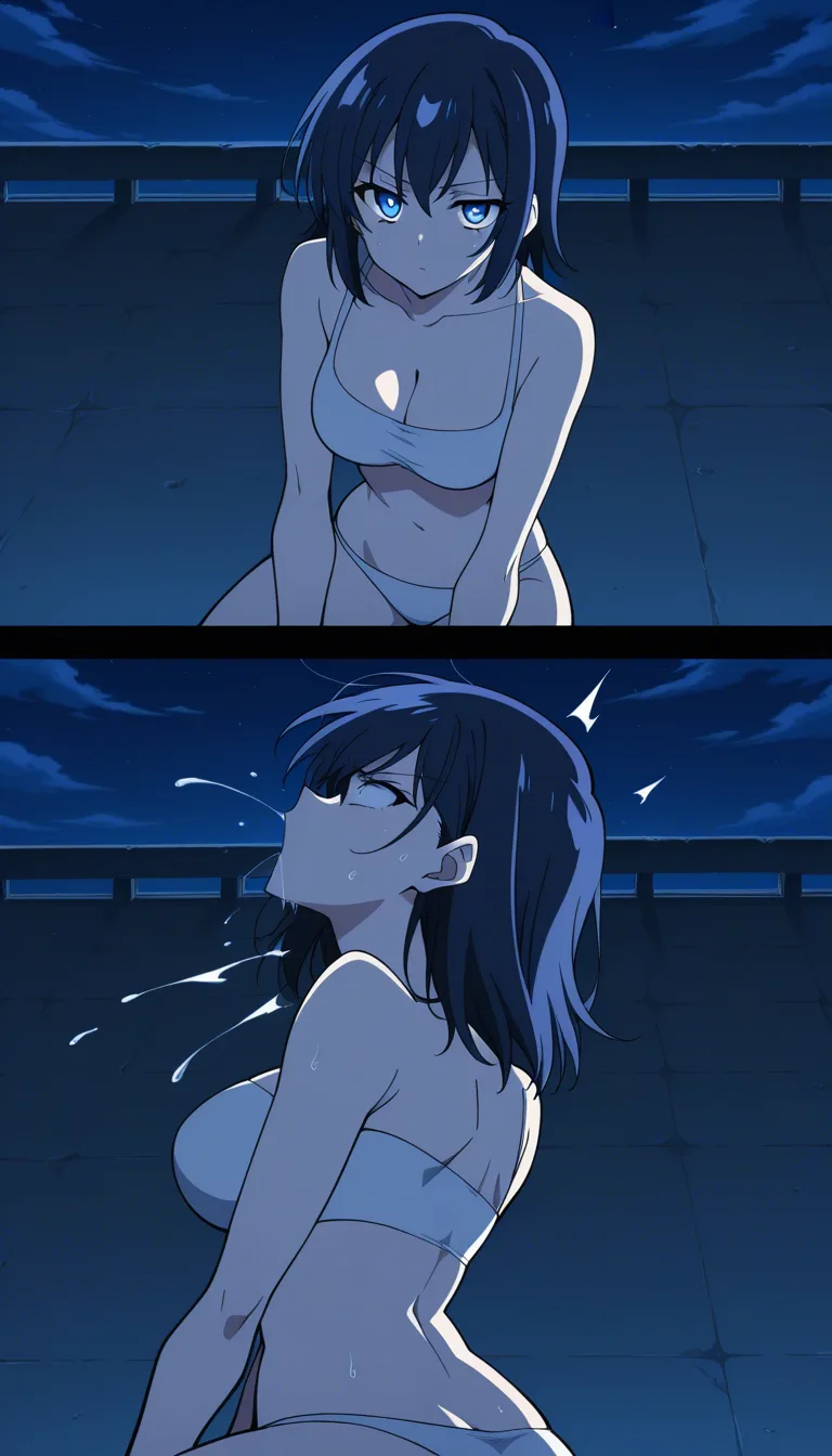 ultra detailed, demon girl, toned body, panties, deepthroat, night, intense passion, detailed shading