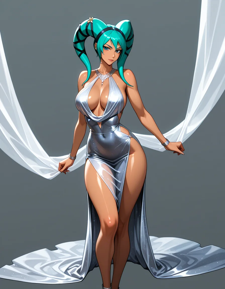 rutian twi'lek, tight evening dress, very revealing, transparent cloth, too short_dress, hentai_studio_quality, no underwear, hentai_studio_quality