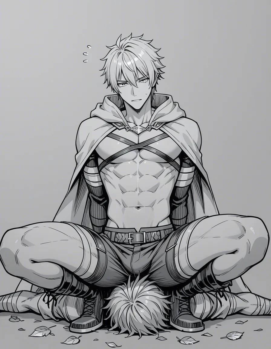 highly detailed, sharp, male focus, facesitting, midriff, leaf, visual novel art, hentai_studio_quality