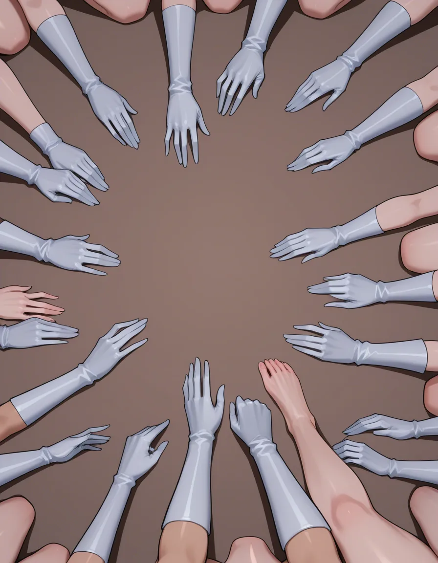 highly detailed, sharp, 6+girls, white gloves, missionary, close-up, eroge aesthetic, hentai_studio_quality