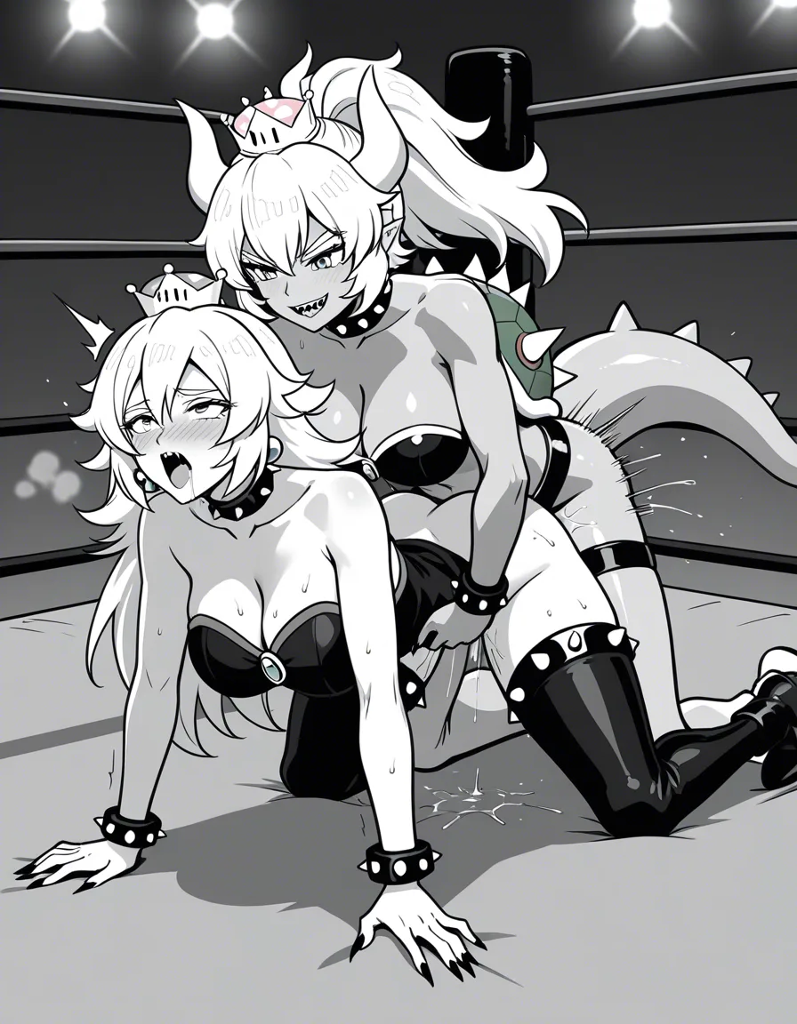 Majin_android_21 , @bowsette , 2girls yuri sex , wrestling_ring, wrestling orgasm pussy_juice, defeated, squirting , hurt, strap-on, vaginal,,,,, doggystyle all_fours, hentai_studio_quality, hentai_studio_quality