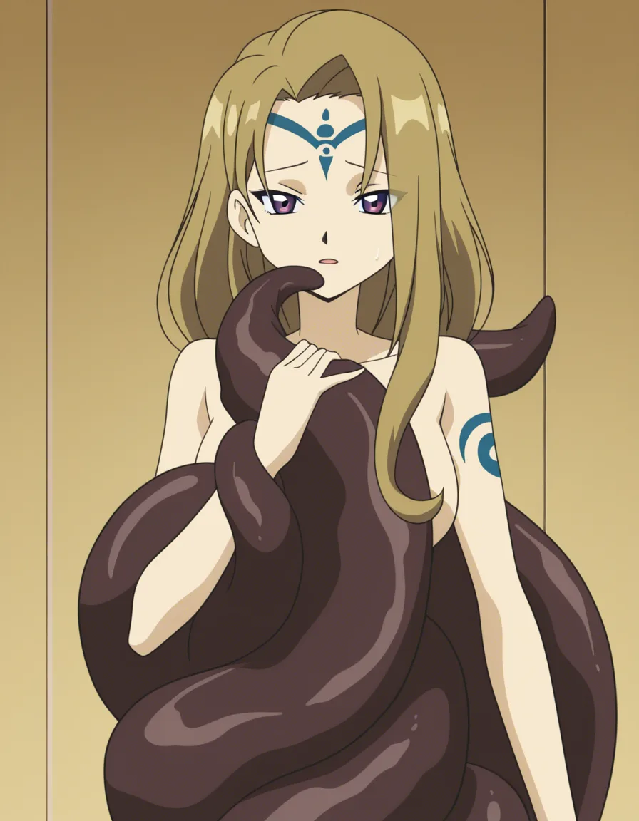 18 year old, college student full_body, tattoos all over chest of a phoenix , tentacles , submissive to Doctor Octopus, hentai_studio_quality, (anime style:1.3), 2d, anime screencap, cel shading, flat color