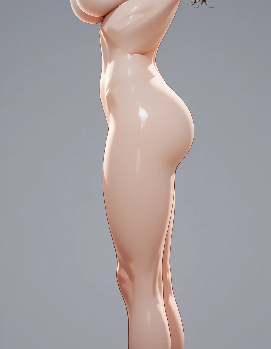 best quality, explicit detail, milf, shorts, fully nude, side view, soft cel shading, hentai_studio_quality