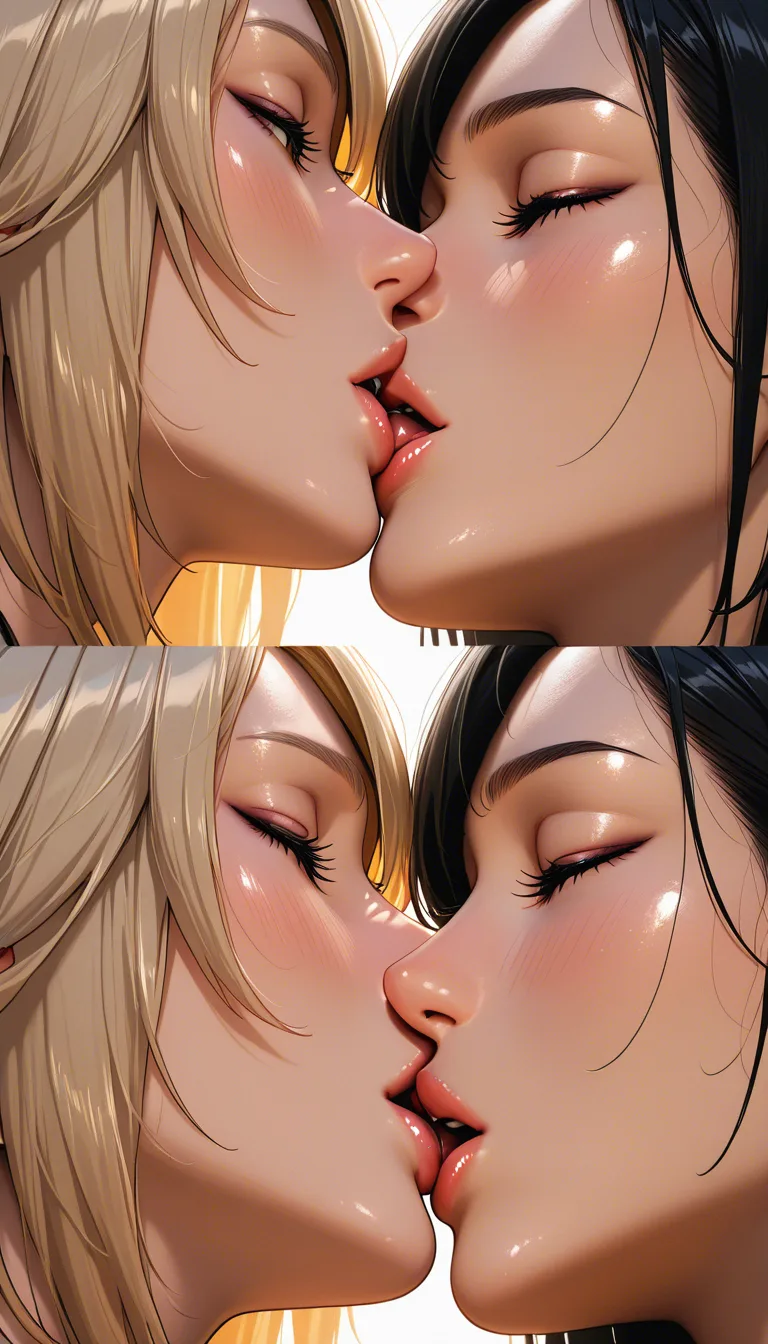 dslr, film grain, photorealistic, two females passionately french_kiss