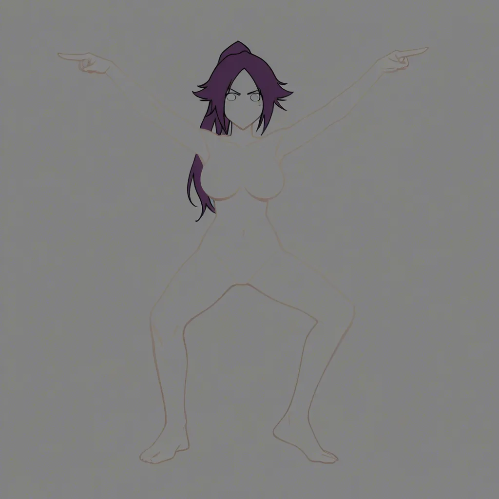 A 1:1 picture of yoruichi from bleach, she is nude in a blank backround doing a T pose with a blank face
hentai_studio_quality, hentai_studio_quality