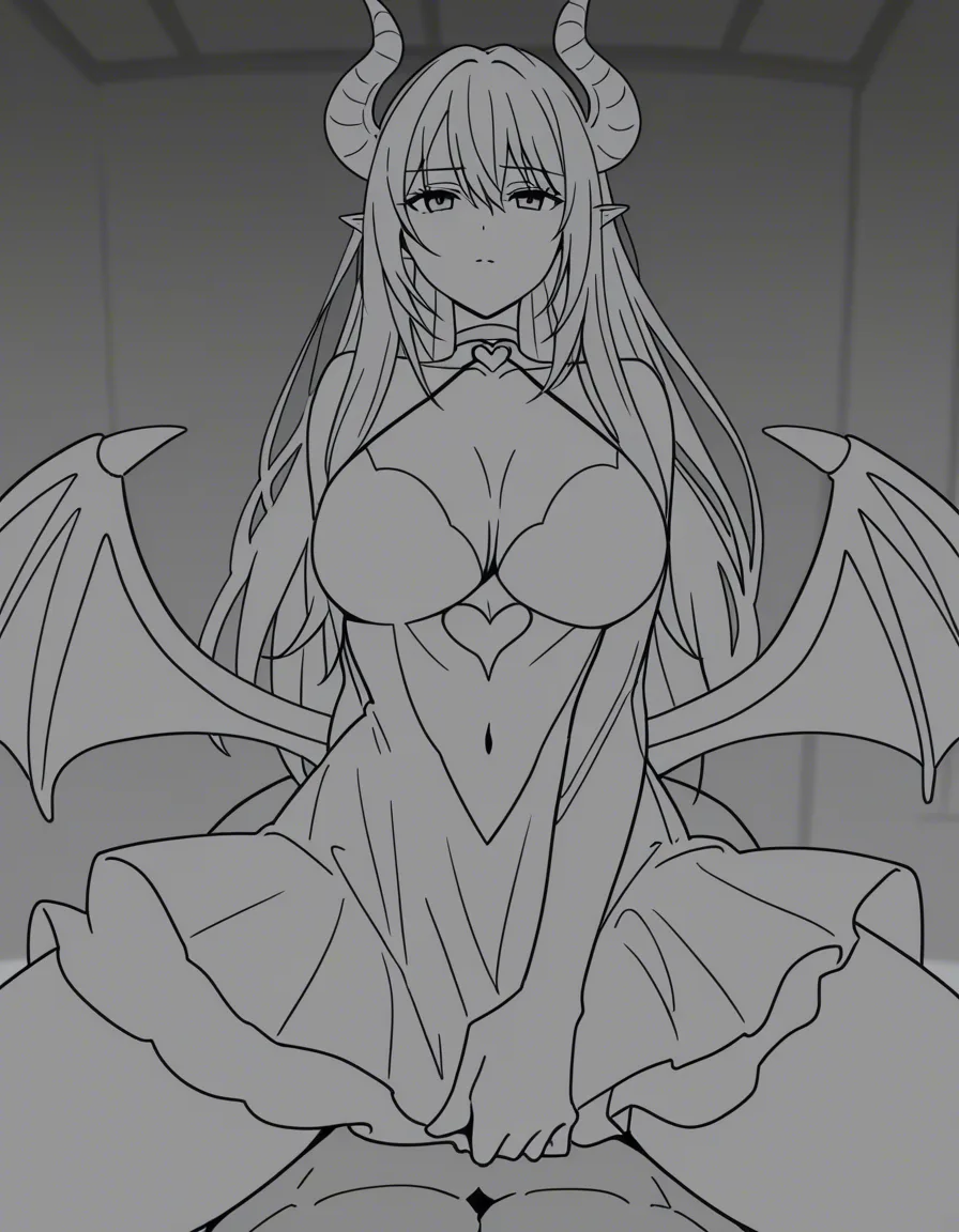 ultra detailed shading, succubus, dress, 69 position, doujin style, (anime style:1.3), 2d, anime screencap, cel shading, flat color, @00osamio00