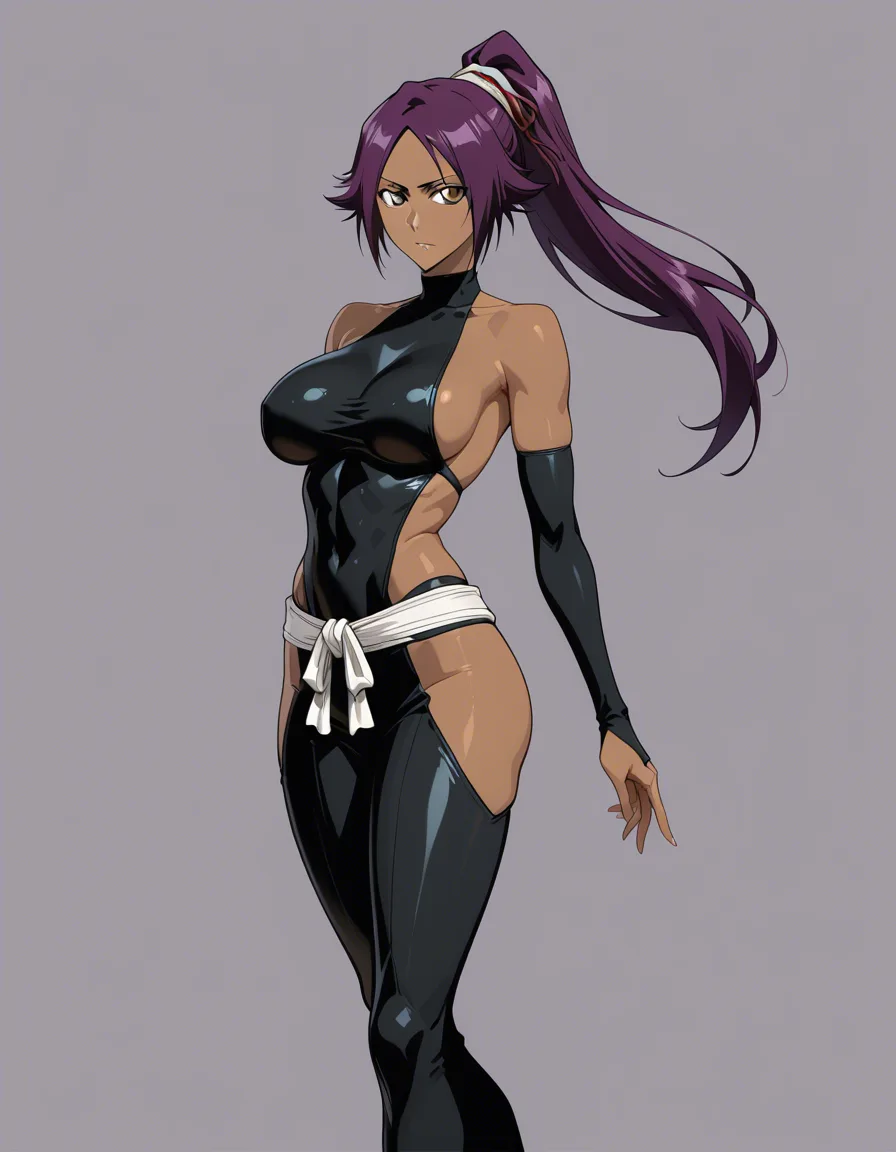 Yoruichi shihoin, bleach, purple_hair, hentai_studio_quality