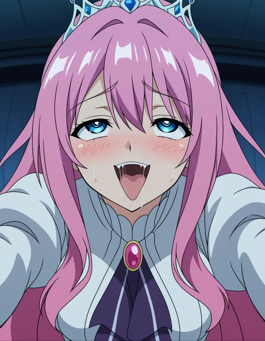Momo Ayase highly detailed, sharp, princess, long sleeves, ahegao, playful expression, POV, eroge aesthetic, (anime style:1.3), 2d, anime screencap, cel shading, flat color