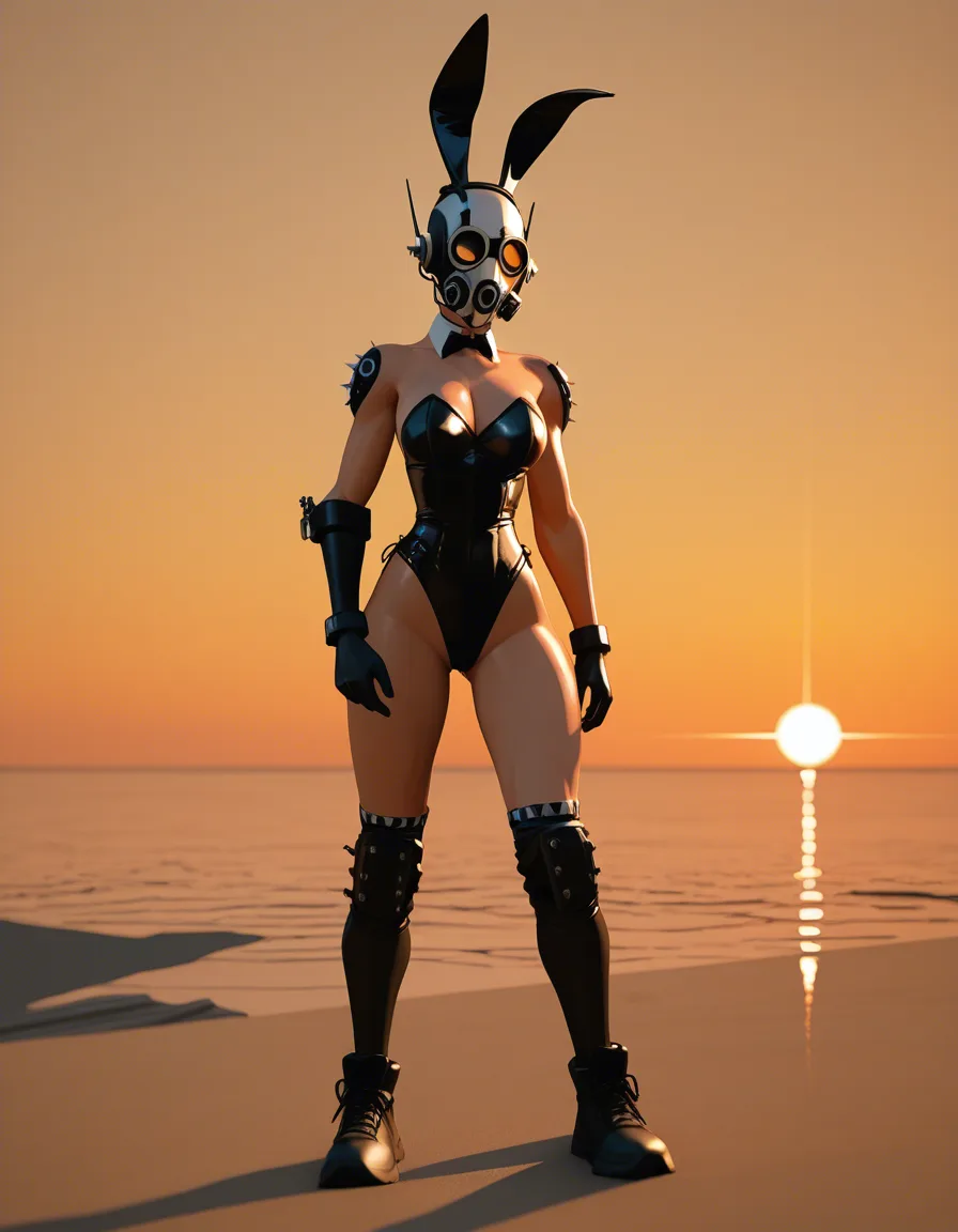 high poly, sharp focus, bunny girl, creampie, golden hour, octane render, score_9, score_8, 3d render, octane render, subsurface scattering, ray tracing, smooth shading
