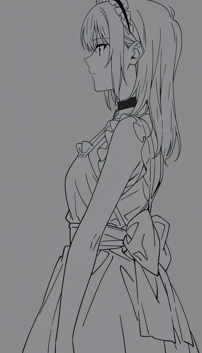 dslr, film grain, photorealistic, maid, bare arms, choker, titfuck, side view, spotlight, hyperrealistic