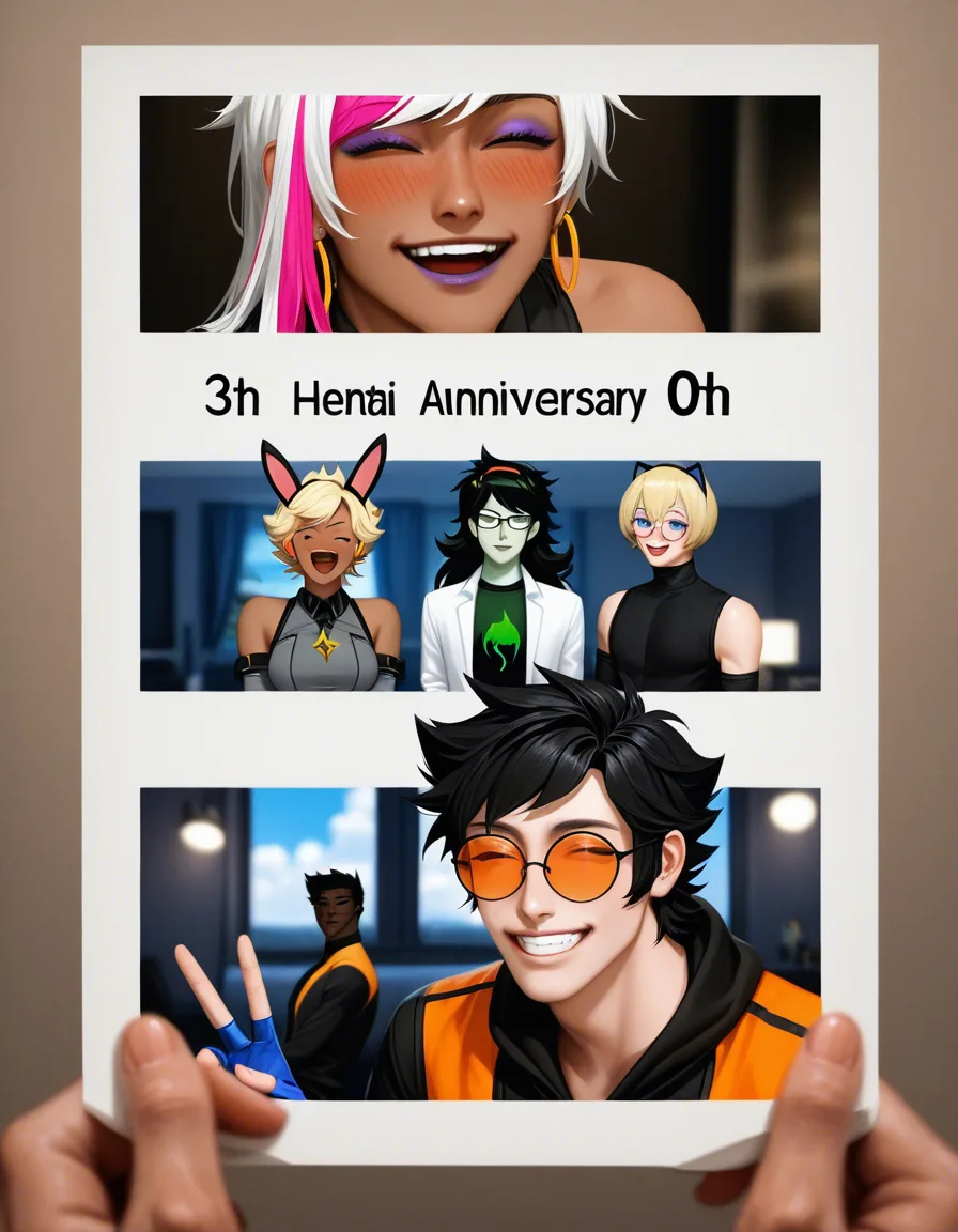 dslr, film grain, photorealistic, 1boy, feet, detached sleeves, creampie, medium shot, window light, cinematic realism, sunglasses, studio photo, Copyright homestuck Character dave strider dirk strider jade harley jake english jane crocker john egbert rose lalonde roxy lalonde General ^ ^ ;d :d > o 4boys 4women animal ears animification anniversary black hair blonde hair blue eyes blue gloves blush buck teeth buksillee bunny ears prank closed eyes cloud curly hair dark skin dark-skinned female dark-skinned male dog ears earrings eyeshadow fingerless gloves glasses gloves god tier (homestuck) green eyes grin hairband happy anniversary jewelry lipstick long hair long sleeves makeup multicolored hair multiple boys multiple women oerba yun fang one eye closed open mouth pink hair purple eyes purple eyeshadow round eyewear short hair sky smile spiked hair streaked hair sunglasses swept bangs teeth v w white hair white streaks Meta commentary english commentary english text highres Other green streaks, score_9, score_8, candid photo, realistic skin texture, visible skin pores, film grain, depth of field, hentai_studio_quality, hentai_studio_quality, hentai_studio_quality