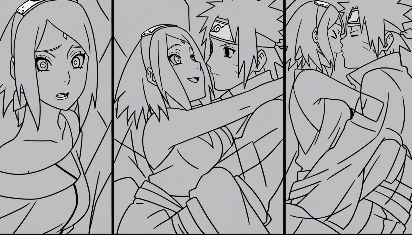 1girl, Sakura Haruno(Naruto Anime), 2boys, double double_penetration.