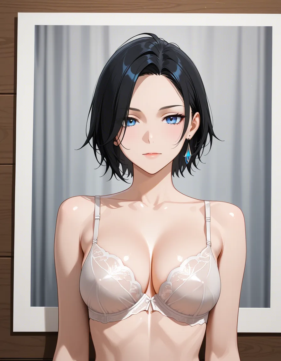 professional photo, high detail, portrait, aged 18, lingerie, perfect perky c cup breasts, topless, full_body, hentai_studio_quality