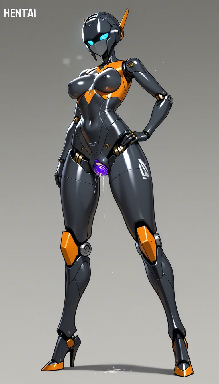 A female robot with small mechanical breasts and a mechanical vagina, looks like it's 20 years old, has breeding sex with the viewer., hentai_studio_quality