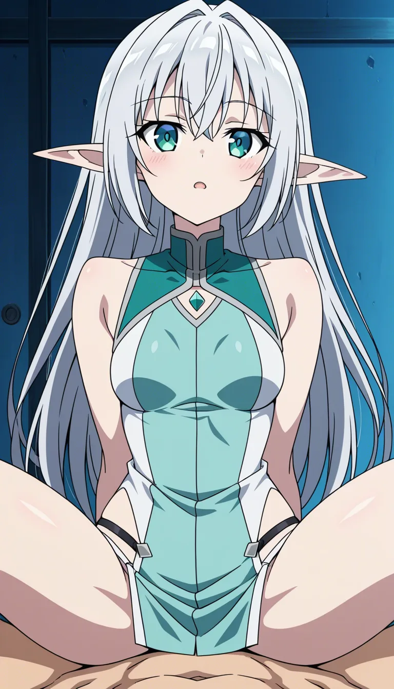 Small silver haired elf girl, having sex with a man camera set to pov