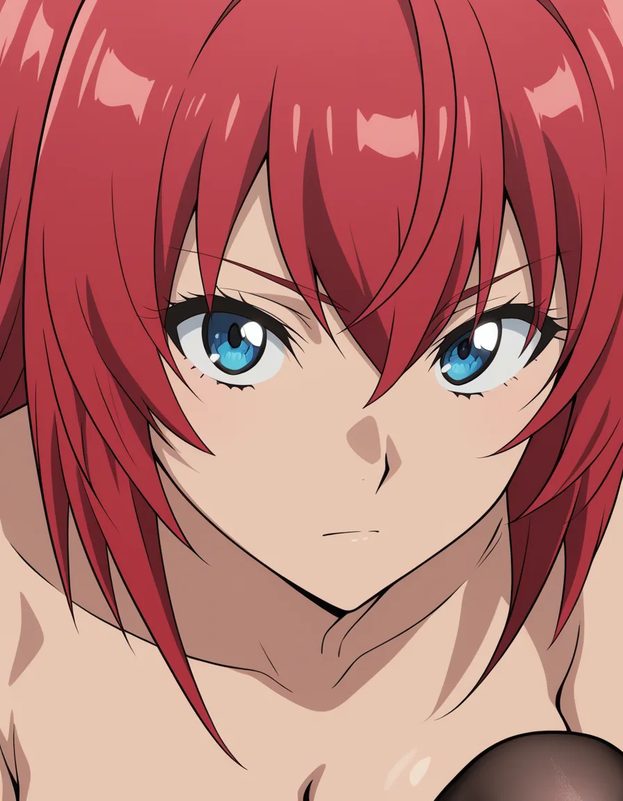 masterpiece, best quality, redhead woman, pantyhose, fully nude, portrait, doujin style, (anime style:1.3), 2d, anime screencap, cel shading, flat color