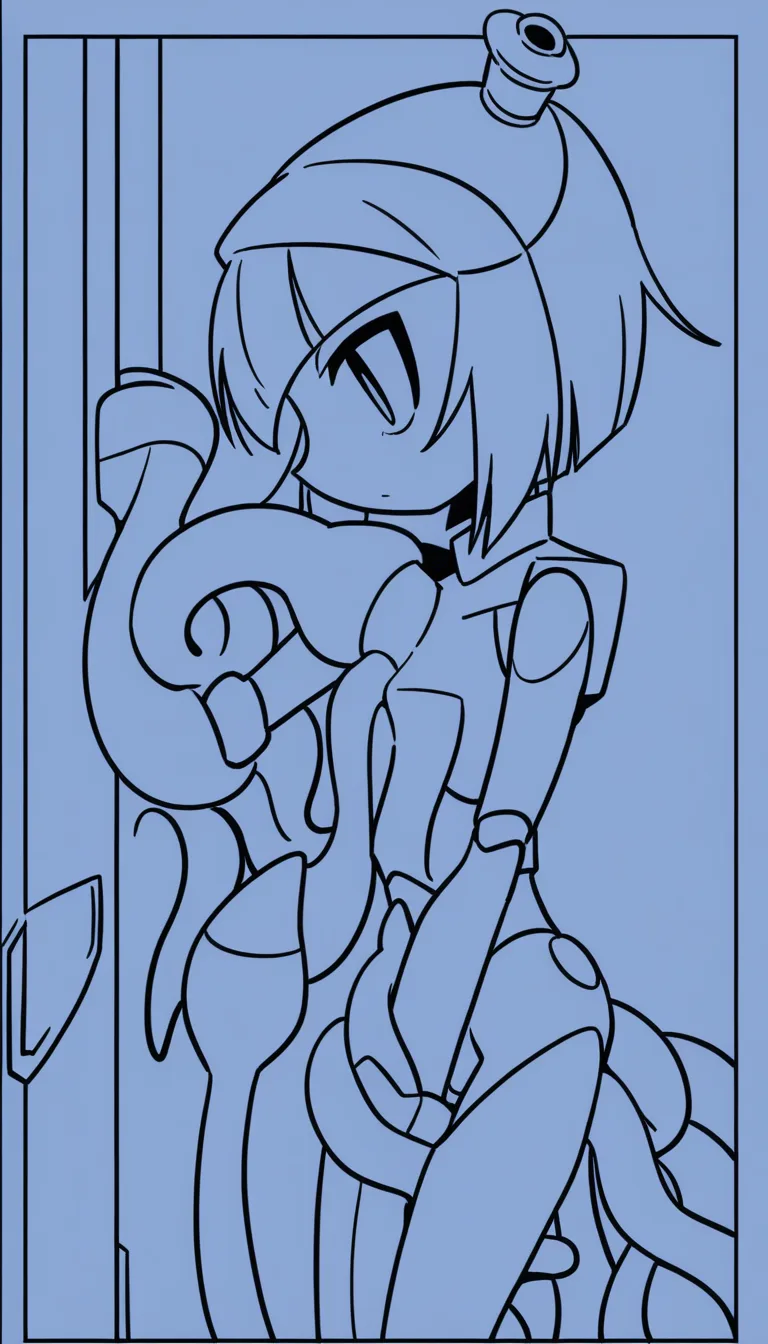 little robot,huge tentacle fuck little robot,huge tentacle penetrate in body from under little robot