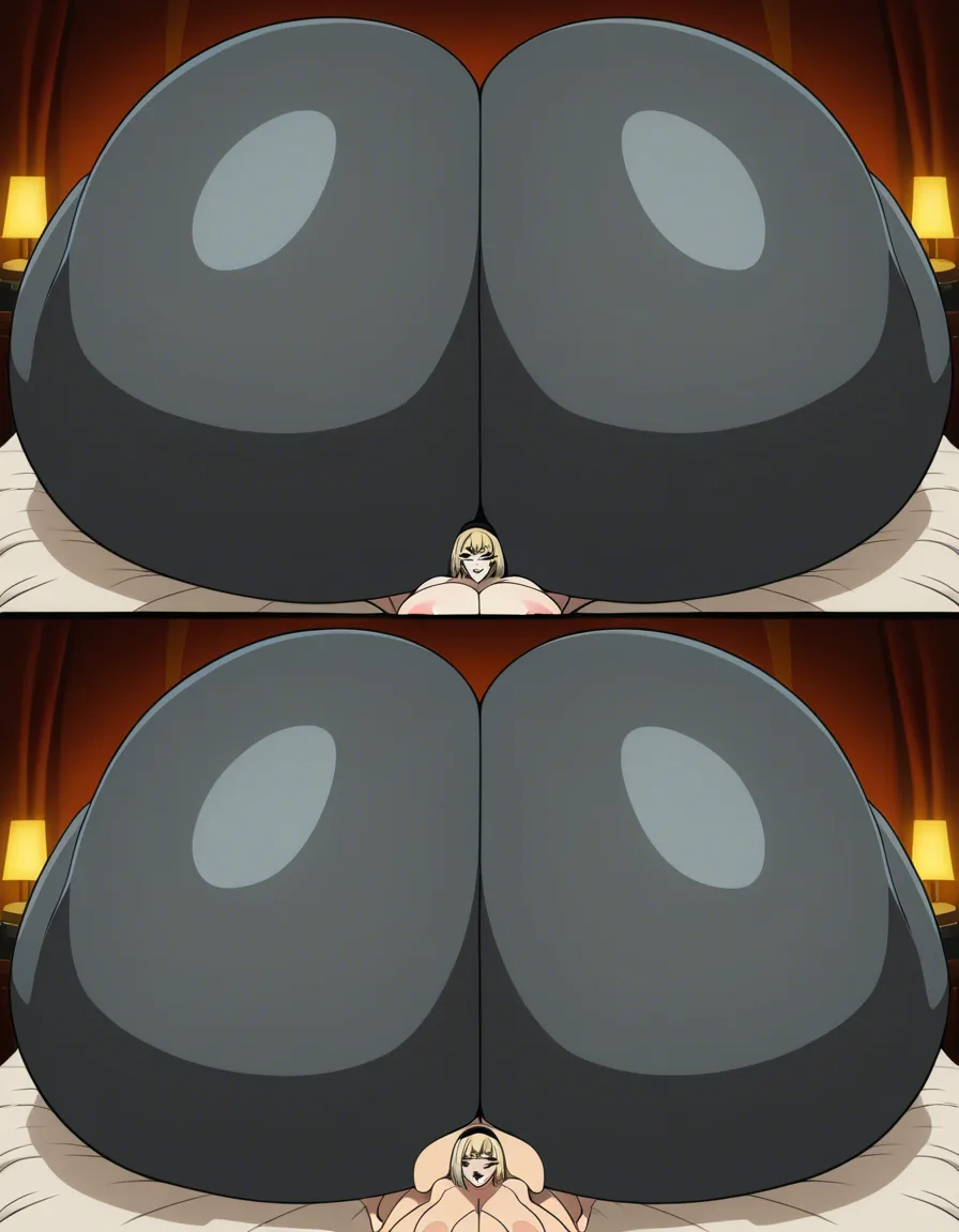 huge breasts,, larger female, full body, outdoors, smile, seductive, side view, huge ass, gigantic breasts, hotel room backroom, sex, 1boy, huge penis, missionary position, huge lips, black lipstick, black eyeshadow, orgasm scream, shy, Colossal giga gigantic giantess ass, (gigantic ass:1.5), small dom big sub, size difference, doggy style, ass ripple, Scraggy's style
m4n6y_wh4ts0l3v6, blonde hair, shorthair, black hairband, thick eyebrows, black eyebrows, mature female, wide hips, lidded eyes, huge breasts,, (anime style:1.3), 2d, anime screencap, cel shading, flat color, @00osamio00