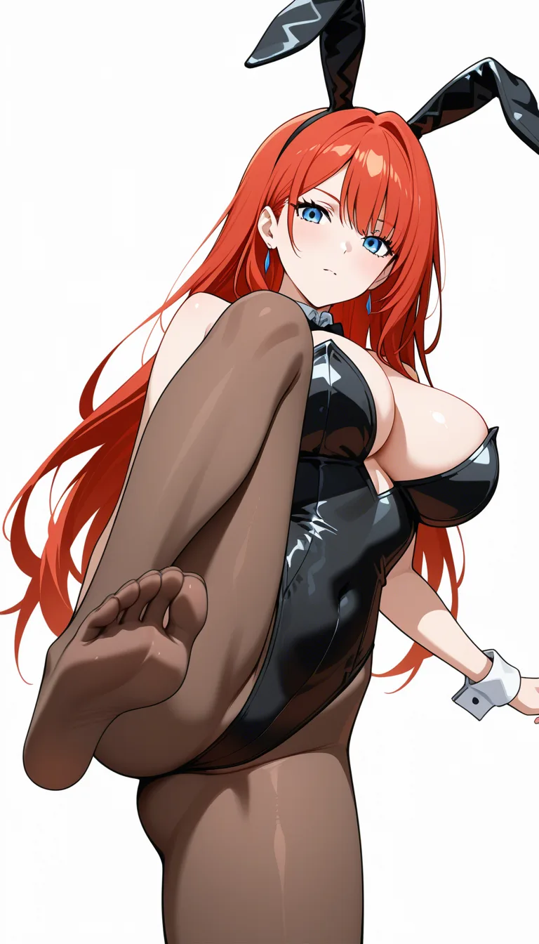 ultra detailed, bunny girl, leg up, soles, white background, anime style, hentai_studio_quality