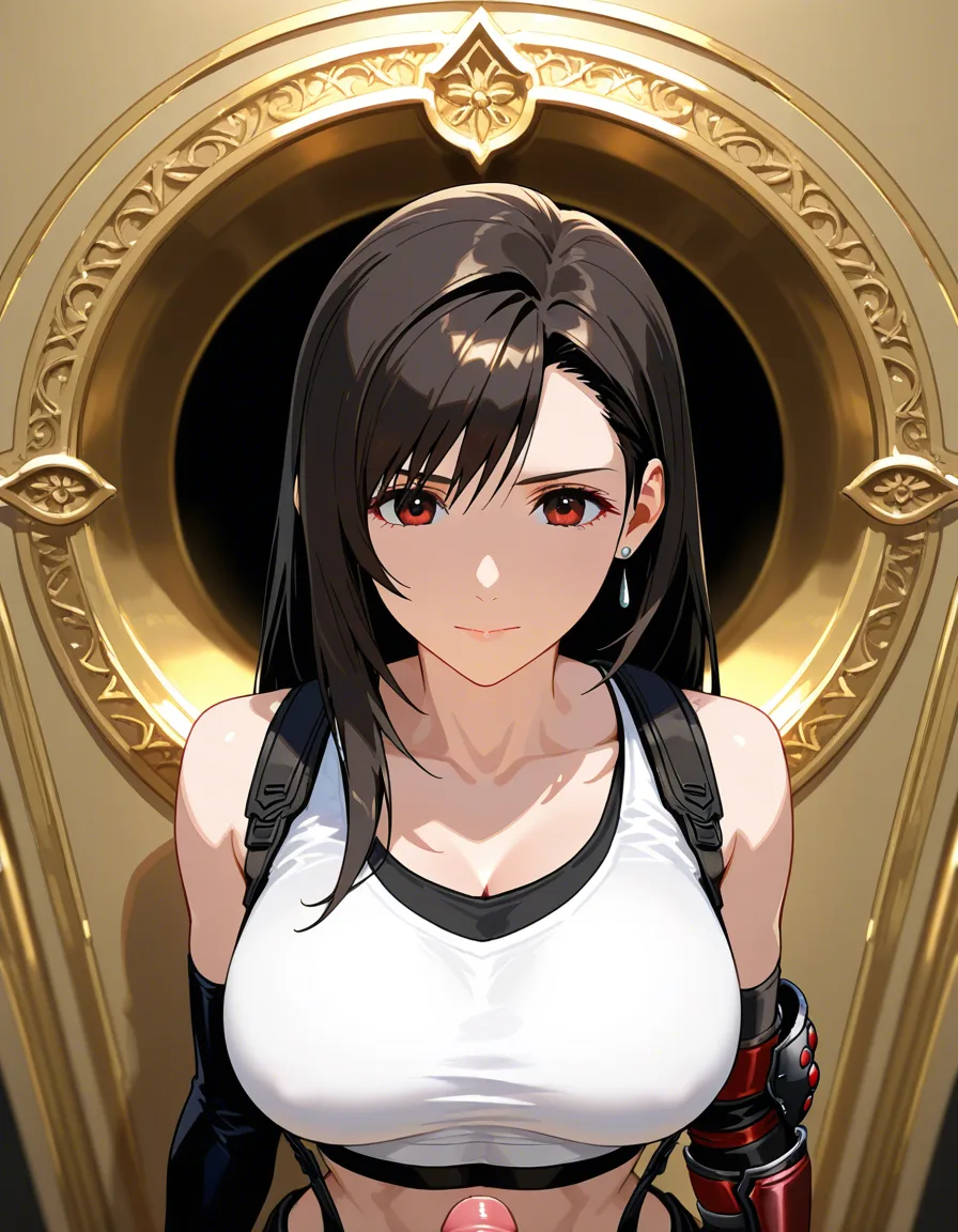 tifa lockhart, measuring a penis at the gloryhole, score_9, score_8, 3d render, octane render, subsurface scattering, ray tracing, smooth shading