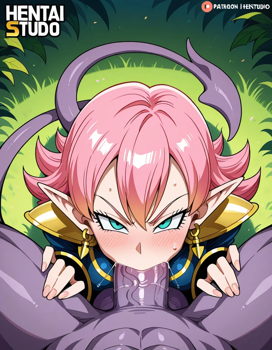 Chronoa (dragon ball xenoverse), pov blowjob, deep throat, huge penis, huge balls, beerus,, hentai_studio_quality