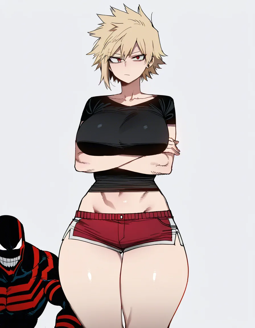 looks like she's 40 years old  ,Mature female ,Mitsuki Bakugo, My Hero Academia, Tight black short shirt, red shorts, thick thighs and huge breasts, 1 woman, solo focus, arms crossed, serious look, white background 




[ratatatat74] Bad Ending Party,, hentai_studio_quality, hentai_studio_quality, hentai_studio_quality, hentai_studio_quality, hentai_studio_quality