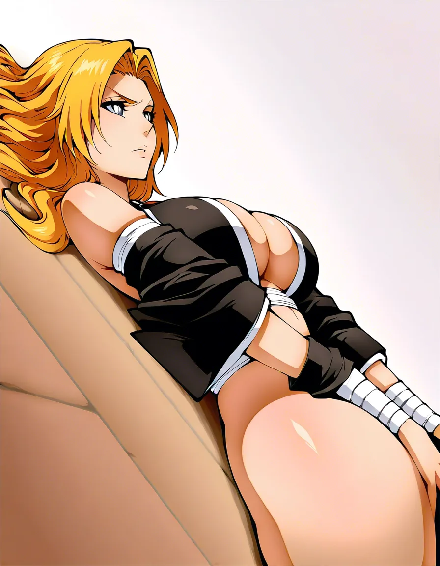 Rangiku from Bleach, Lying on her back, her breasts pressed against the floor, white background, propped up on her elbow.
(Masterpiece quality, ultra-detailed, sharp, waifu, mega quality), hentai_studio_quality,, hentai_studio_quality, hentai_studio_quality, hentai_studio_quality, hentai_studio_quality, hentai_studio_quality, hentai_studio_quality, hentai_studio_quality, hentai_studio_quality, hentai_studio_quality