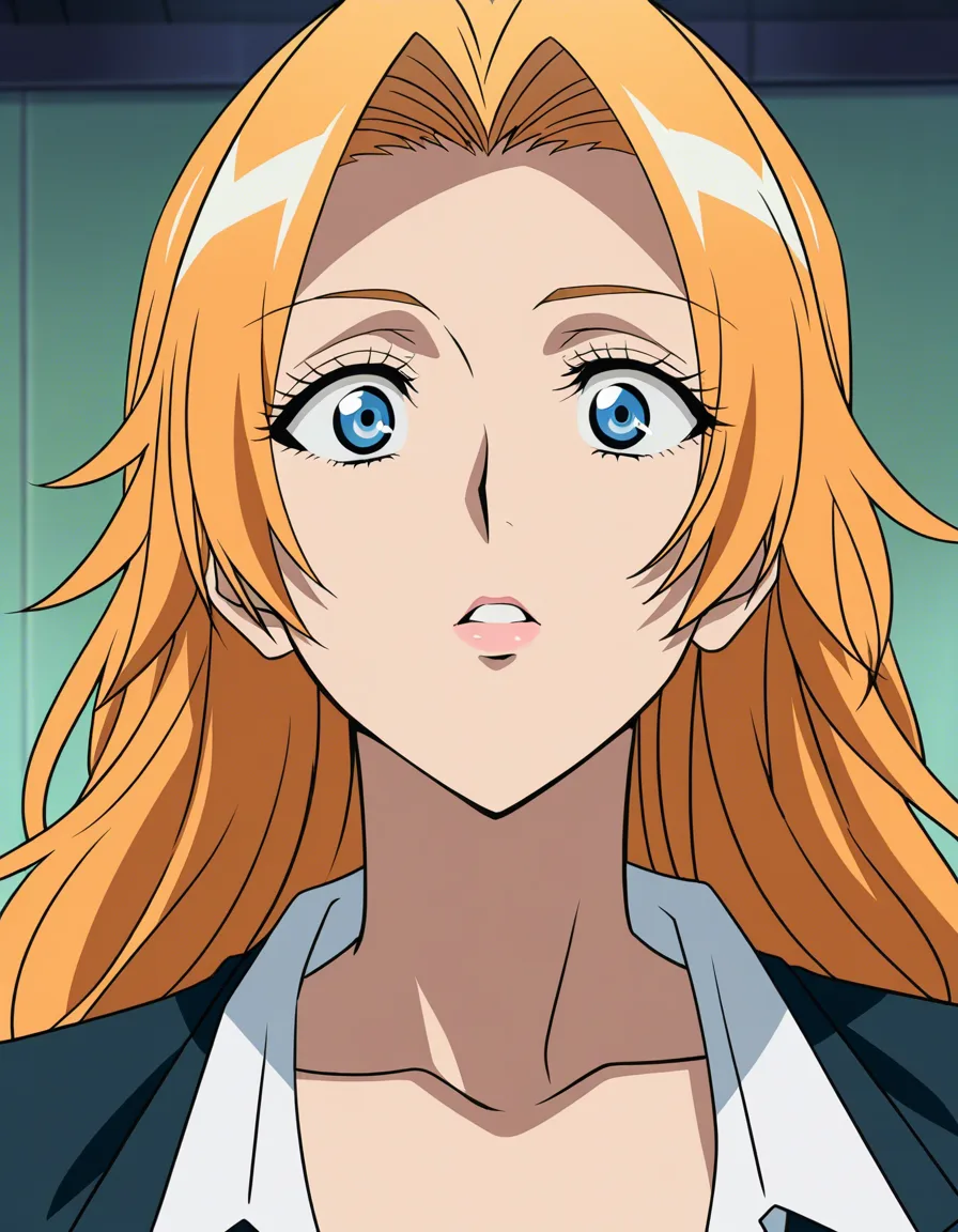 parody rangiku Matsumoto ratatatat74 art style_parody, (anime style:1.3), 2d, anime screencap, cel shading, flat color, @00osamio00