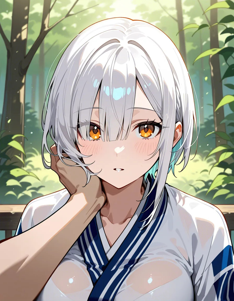 A white haired twink gently jerking off., hentai_studio_quality