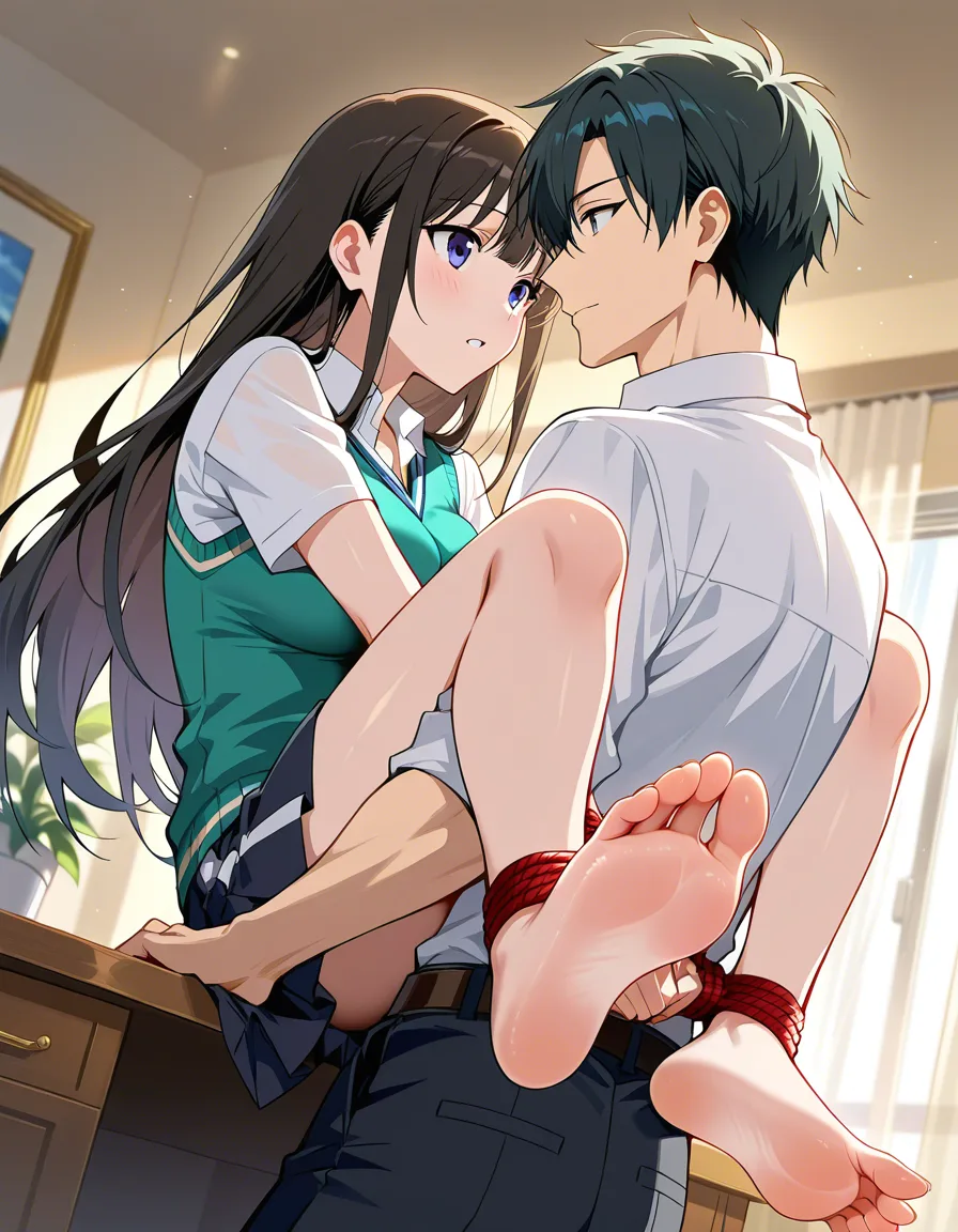 studio quality, sharp focus, couple, bondage, soles, indoors, dreamy atmosphere, lifelike full_body, hentai_studio_quality