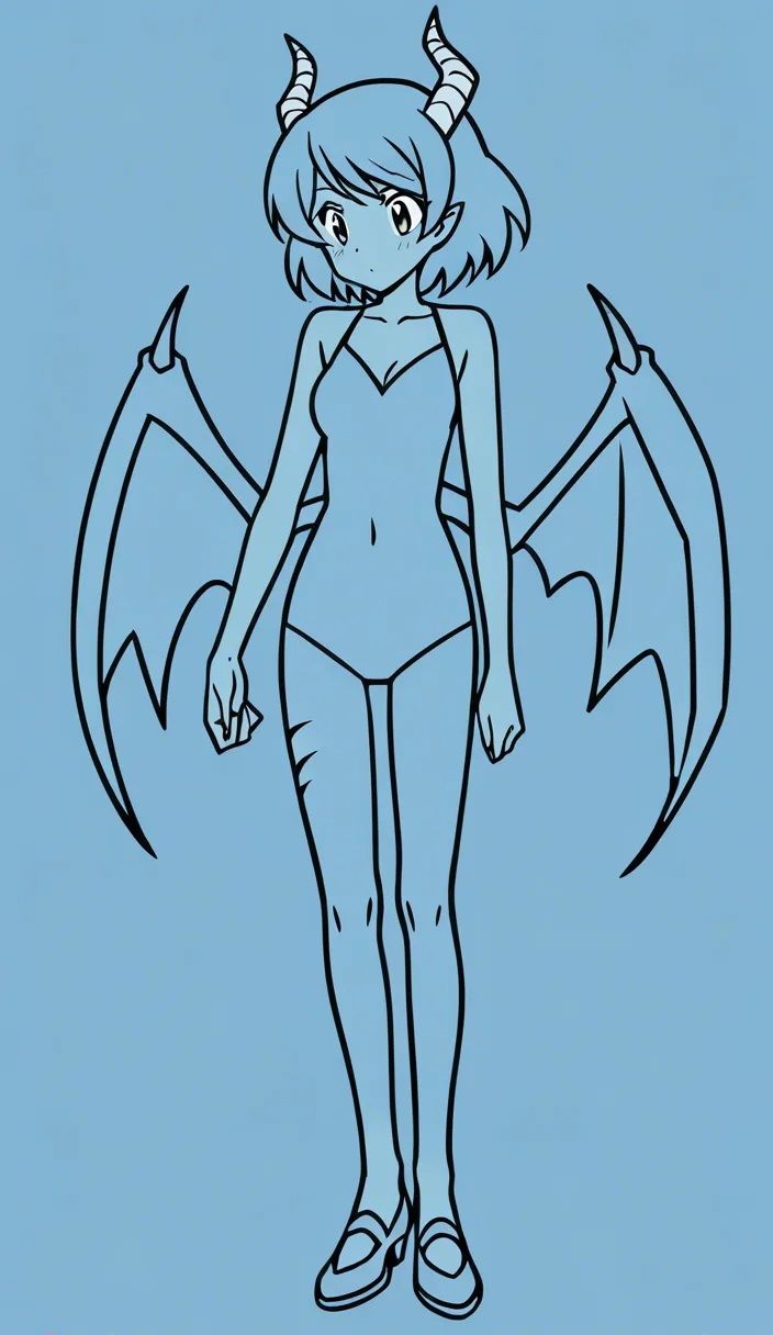 highres, sharp lines, succubus, swept bangs, shoes, oral, anime style