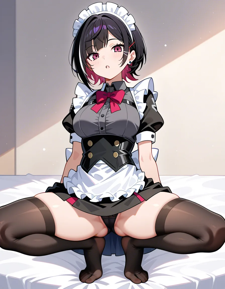 @ellen_joe #feet #black_thighhighs #gloves #skirt #maid #sitting_on_lap blowjob sitting on legs and jerking off to herself, hentai_studio_quality