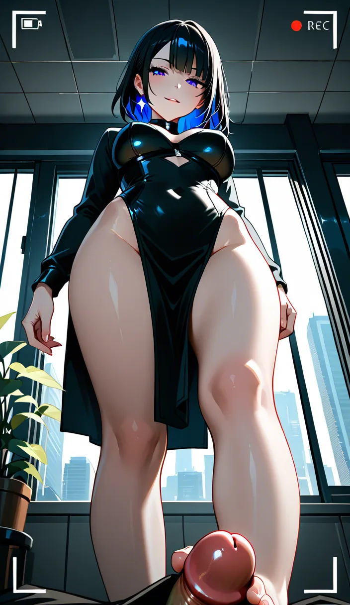 cinematic photo, 8k, low angle, 1girl, footjob, groin, seductive look, cinematic realism