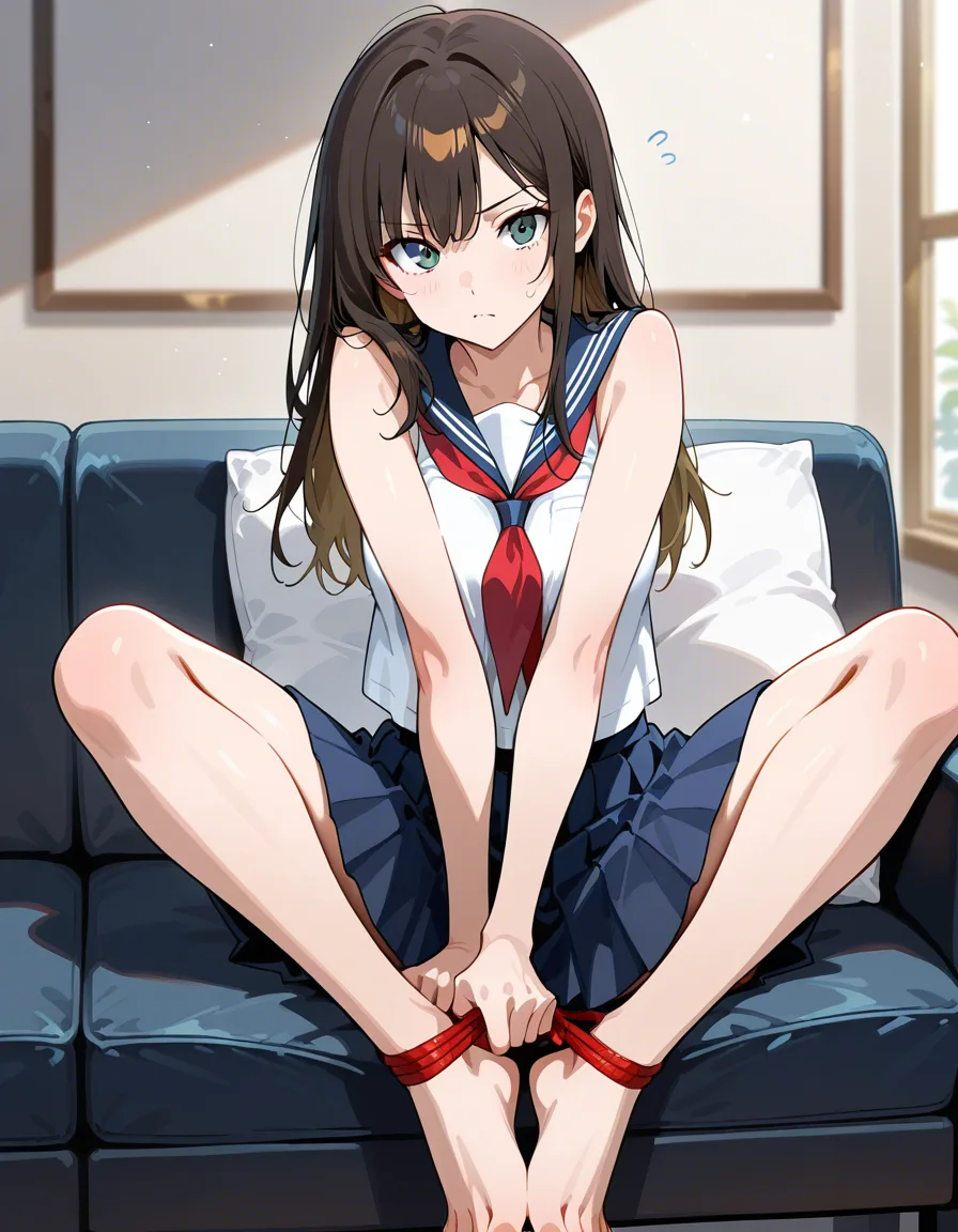 Girl ties up boy hands and ankles, hentai_studio_quality