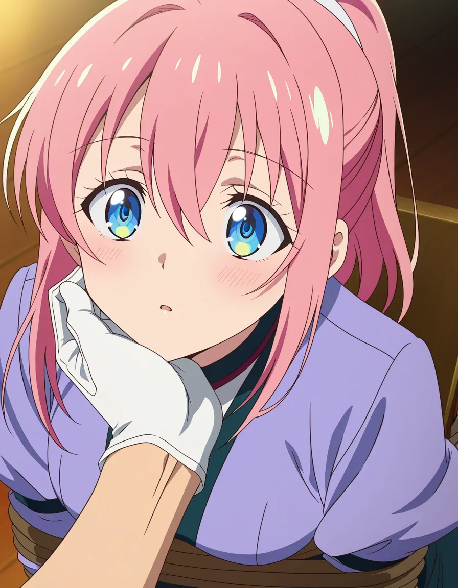 ultra detailed, couple, white gloves, bondage, dreamy atmosphere, medium shot, explicit anime render, (anime style:1.3), 2d, anime screencap, cel shading, flat color, @00osamio00