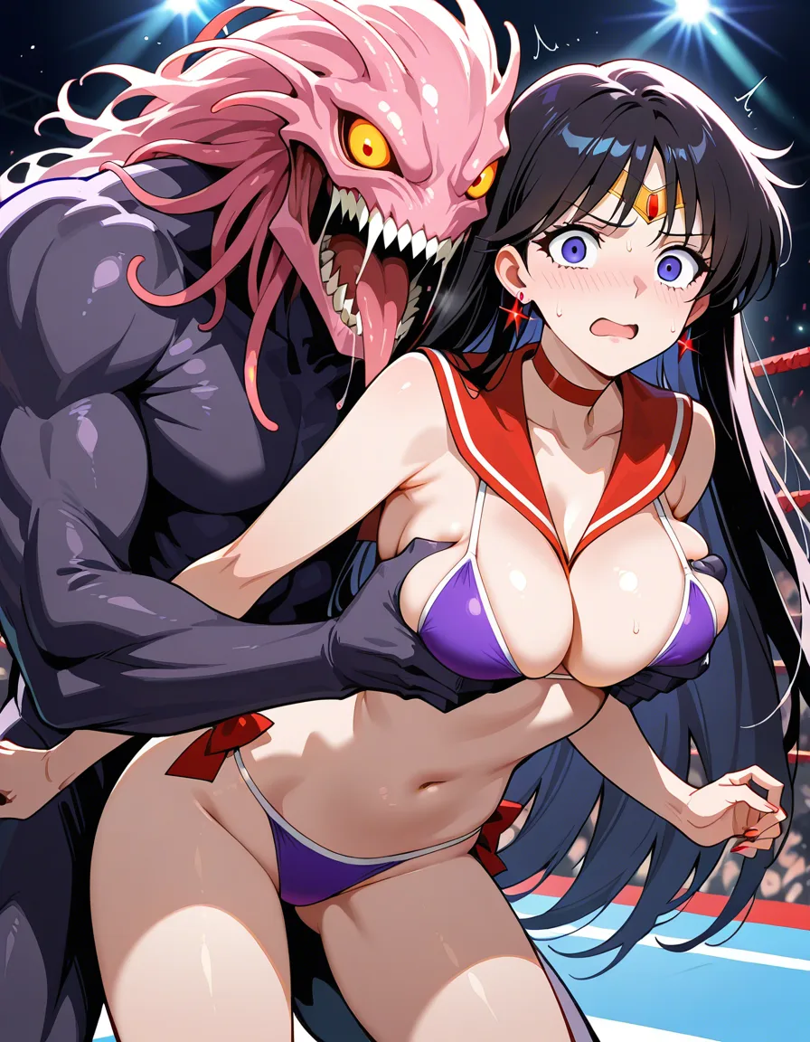 masterpiece, best quality, sailor_mars , monster_girl , bikini , wrestling , groping , scared , hentai_studio_quality, hentai_studio_quality
