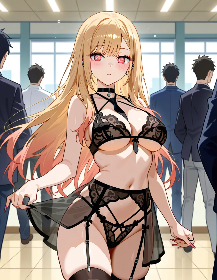 /ultra_detailed , @kitagawa_marin , #@_@ , #lingerie, #expressionless, #public_indecency, #underboob, hentai_studio_quality
