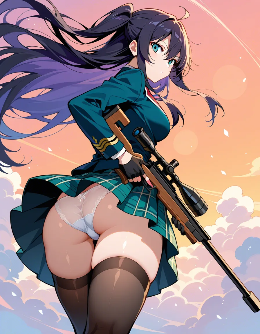 sniper upskirt panties, hentai_studio_quality
