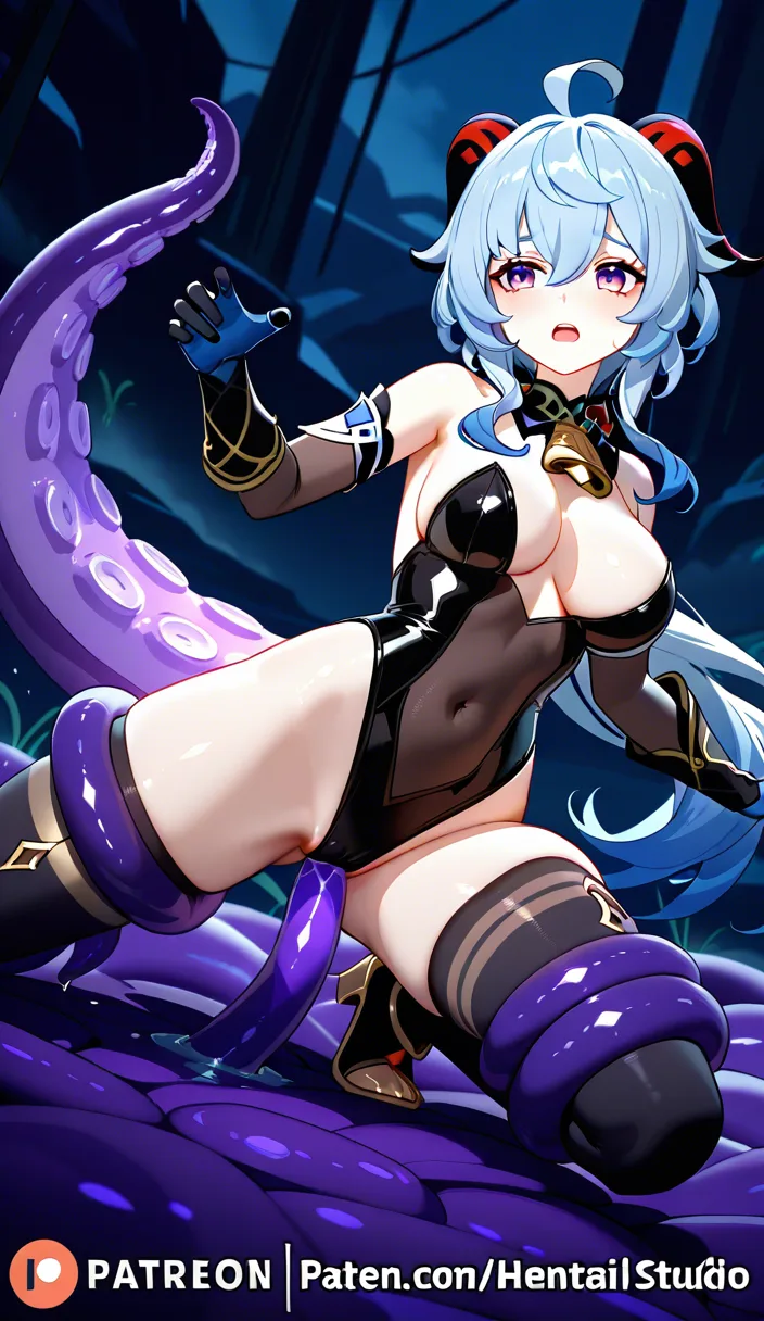 genshin, 8-girl, tentacles, anime, 3d