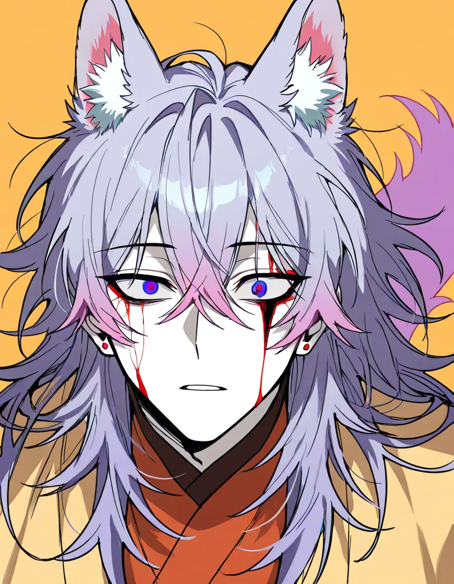 From a distant third person perspective, the main character is a male with pink and pink wolf tail medium long hair, messy and fragmented layers of hair, cold white skin, light purple lazy semi drooping eyes, narrow eye shape, exquisite facial features, lip studs, multiple ear holes, world weary and cold temperament, handsome, Korean style thick painted style, high-definition, delicate details, pink and pink wolf tail medium long hair, messy and fragmented layers of hair, cold white skin, light purple lazy semi drooping eyes, narrow eye shape, exquisite facial features, lip studs, multiple ear holes, world weary and cold temperament, handsome, Korean style thick painted style, high-definition, detail, the main character kneels on the bed with his buttocks and body lying on the bed. Dressed in a trendy and sexy Korean boy band outfit, the main character is 180cm tall and exudes a atmosphere in a Japanese anime style. The penis is chrysanthemum shaped, and the main character's anus is chrysanthemum shaped, with a tight and delicate figure, and a medium thigh and even buttocks. Male, leg to body ratio excellent non feminized boy, male organ, barefoot, main character with slender legs, main character's proud face showing shynesscute yaoi, hentai_studio_quality