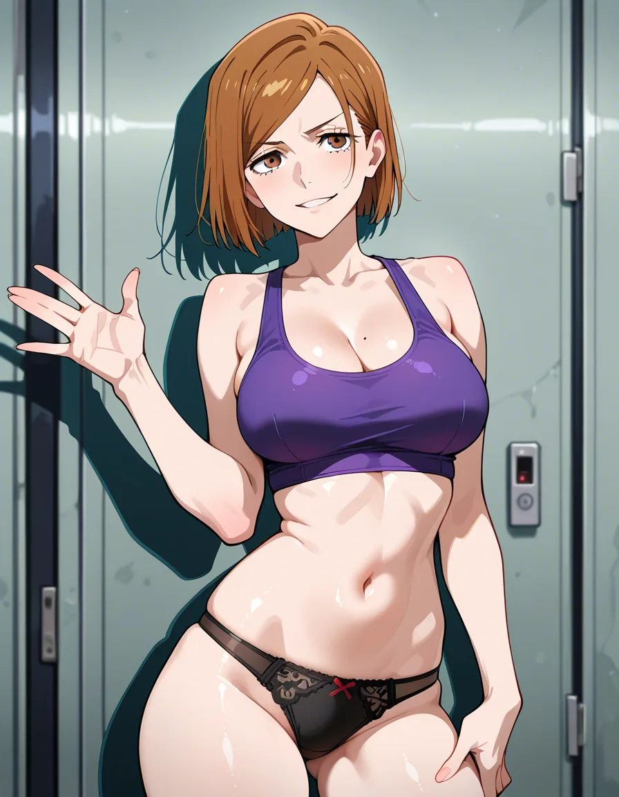 Kugisaki nobara,tanktop,hand sleeves,panties,sexy face,sexy style, hentai_studio_quality