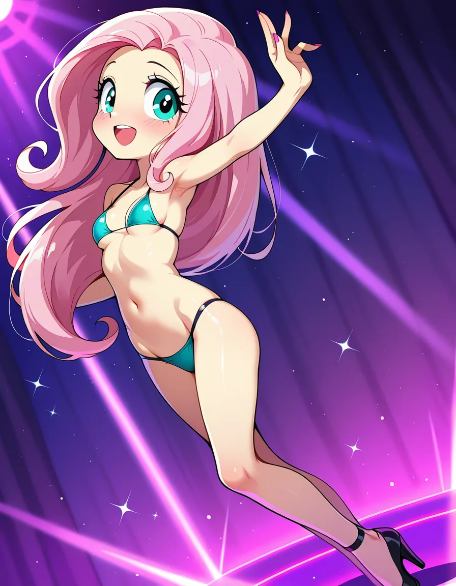 equestria girls ,fluttershy, stripper, bikini , dancing, hentai_studio_quality